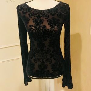 Mesh/velvet Free People blouse